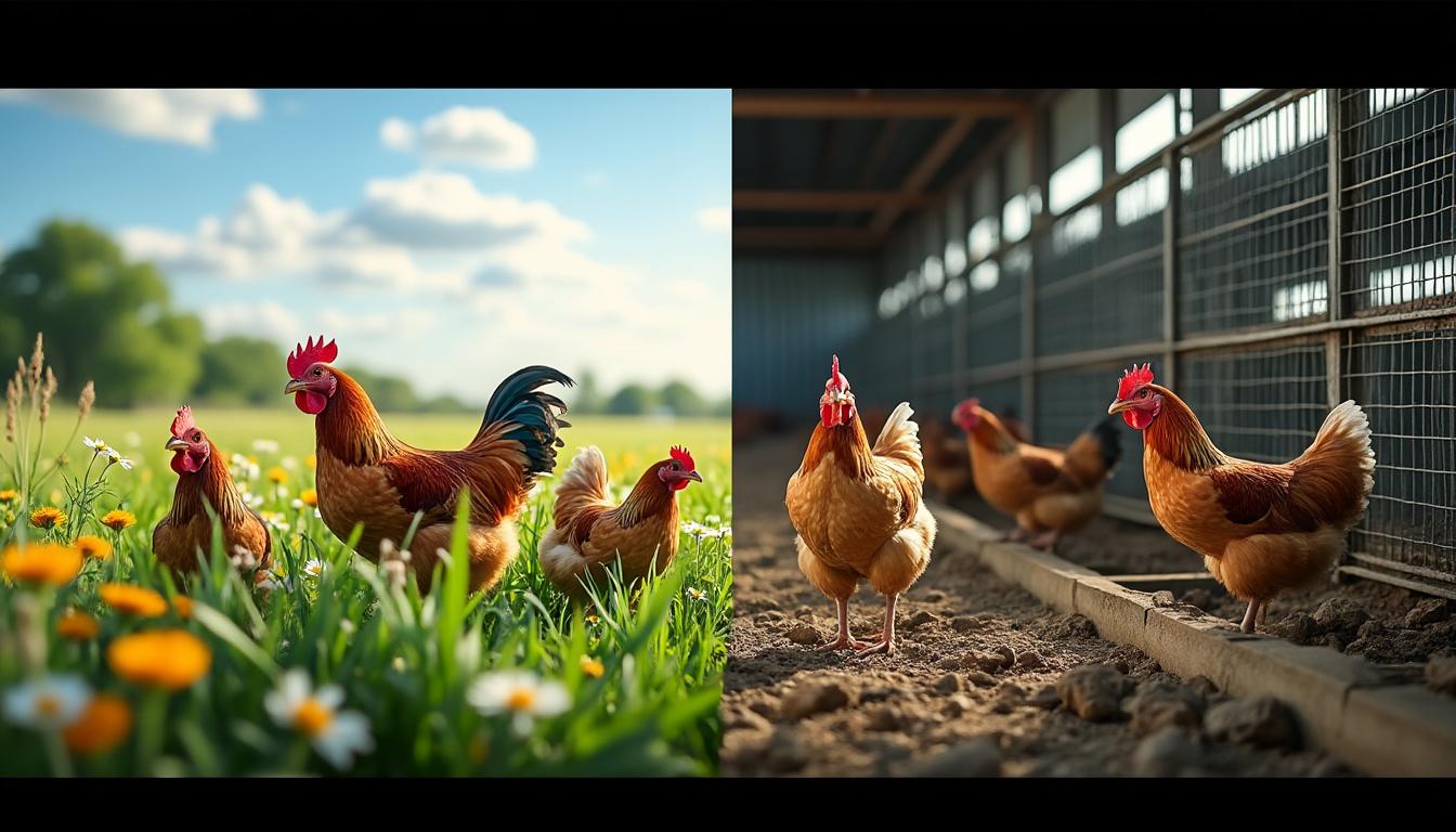 Les différences entre les poules élevées en plein air et celles en cage