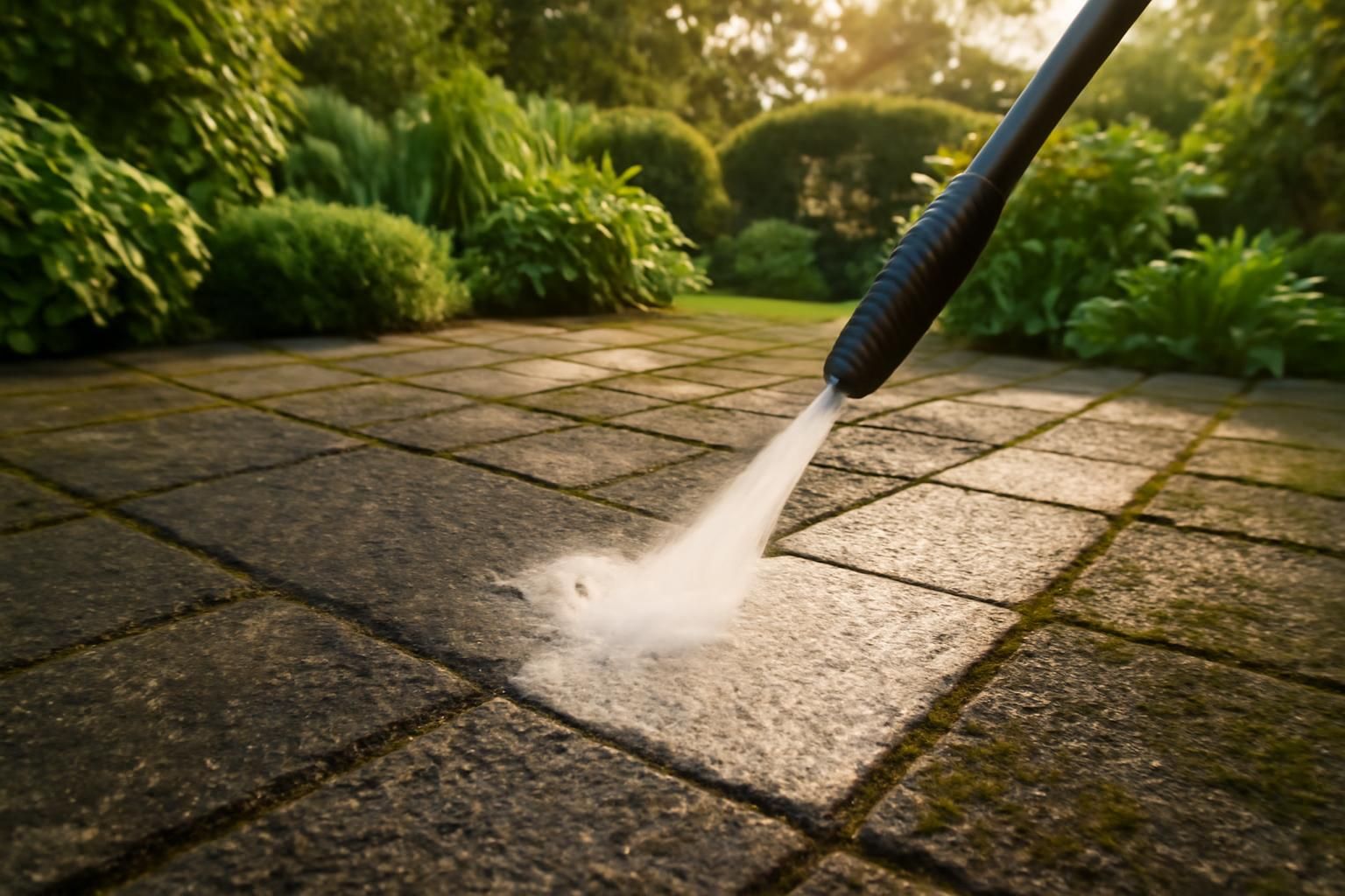 Comment nettoyer des dalles gravillonnées noircies pour un jardin éclatant