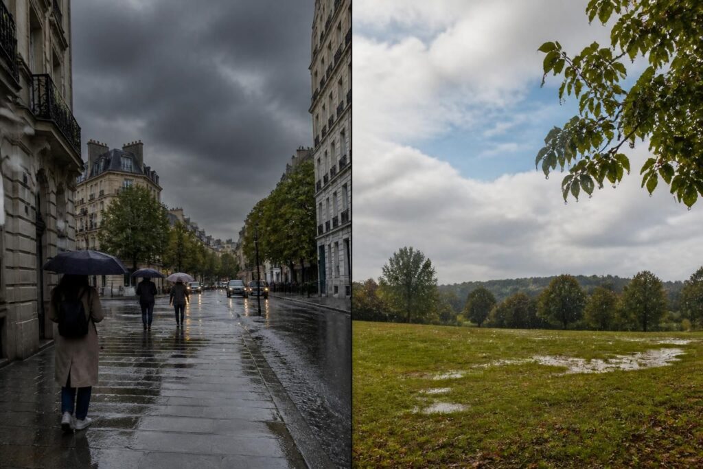 Différence entre rares averses et pluies éparses en météo