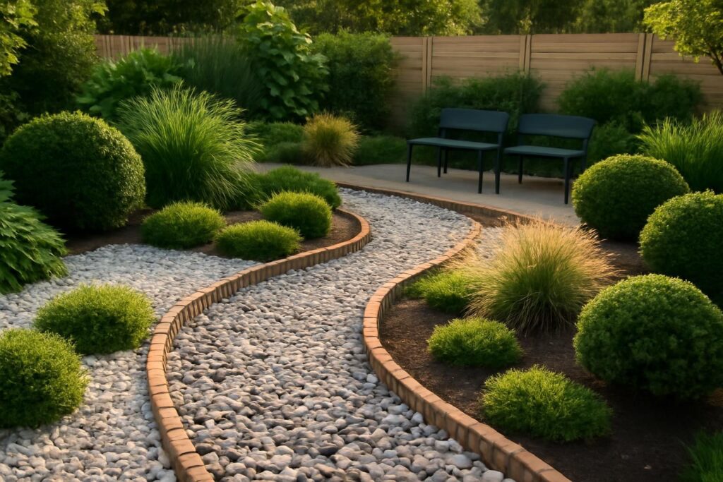 Modèle de jardin avec galets : inspirations pour structurer vos espaces
