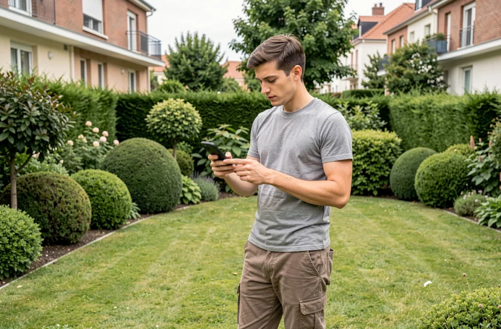 Jardinier indépendant utilisant une application mobile de mise en relation Cmonjardinier à Boulogne-Billancourt